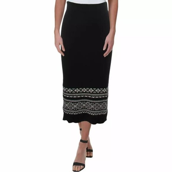 Lauren Ralph Lauren Fair Isle Wool Blend Meziv‎ Sweater Maxi Skirt Black XS NWT - Picture 7 of 10